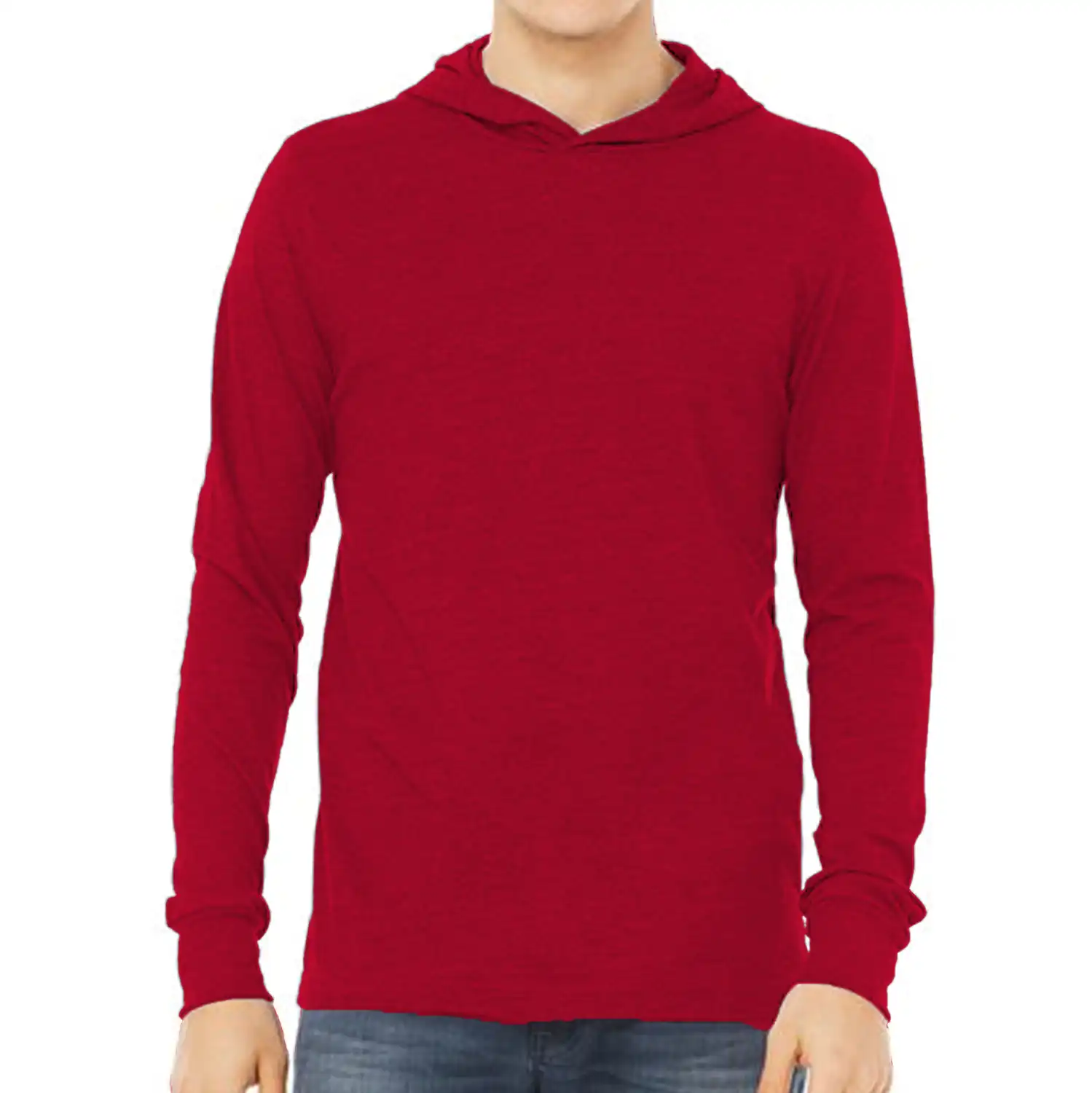 Heather Red - BELLA + CANVAS - Jersey Hooded Long Sleeve Tee - 3512 copy